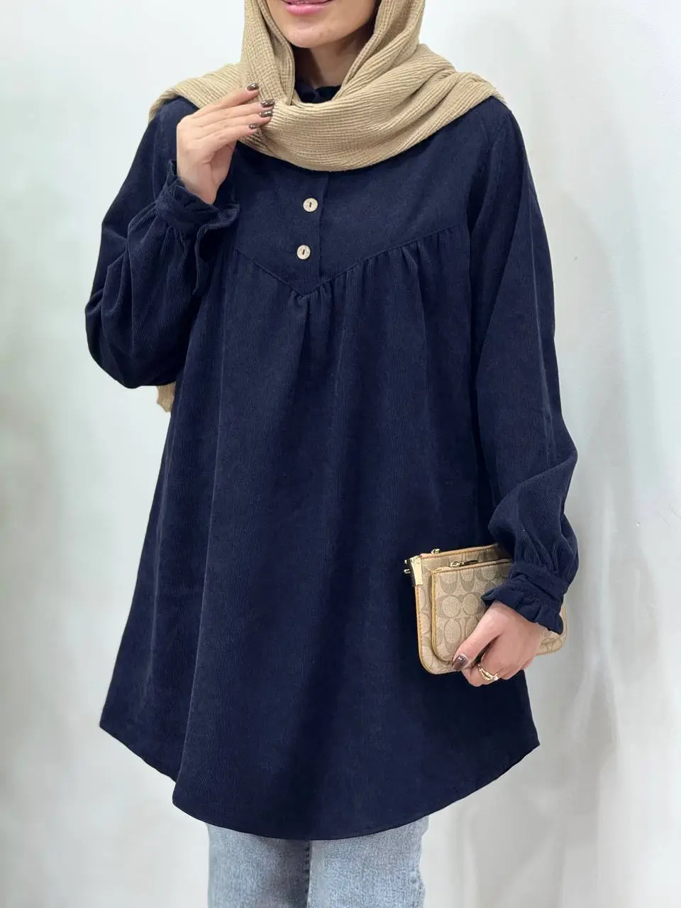 مانتو پاییزه یقه چین آیسو مانلی 1