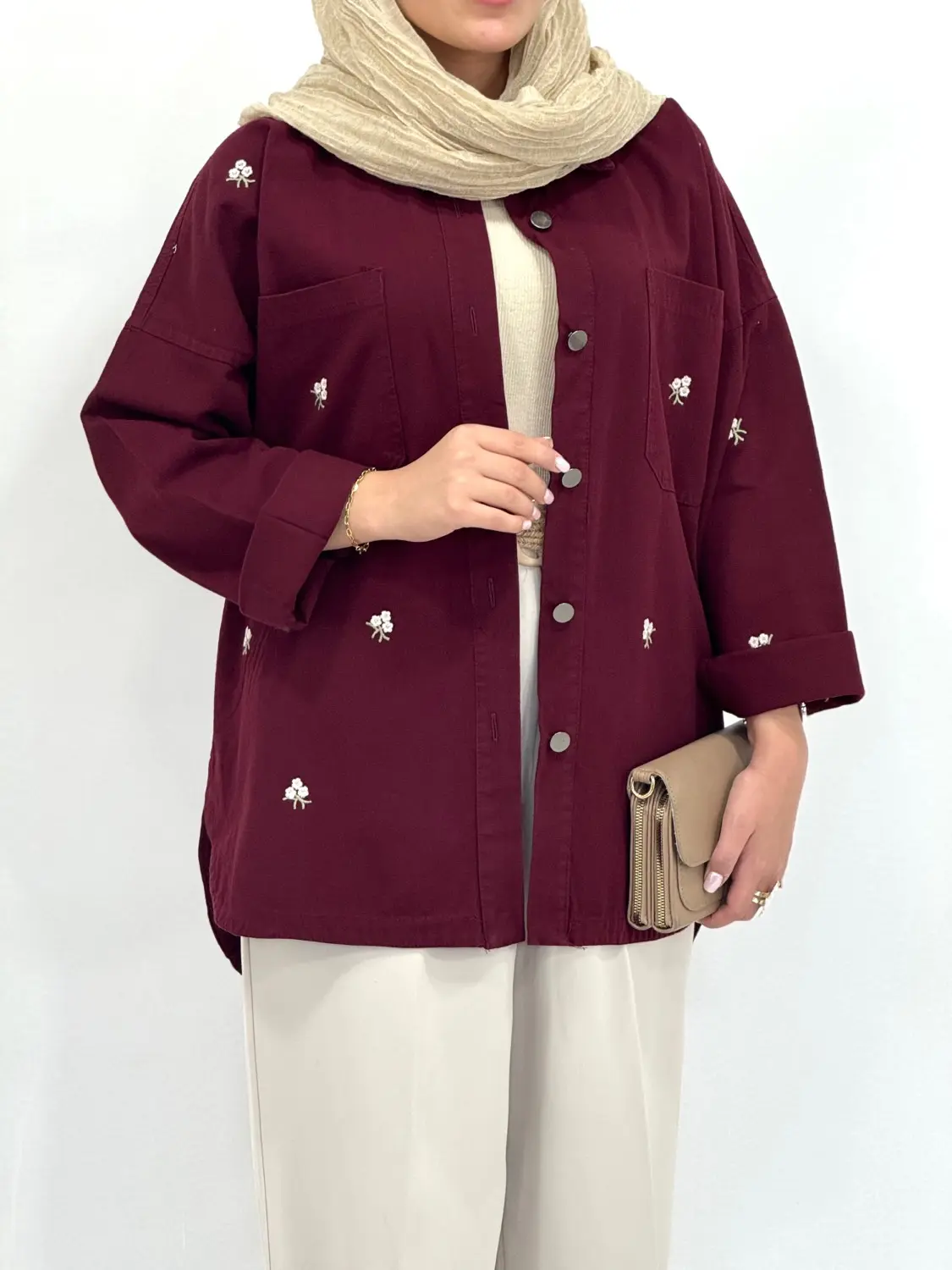 مانتو کتان کاغذی گلدوزی ژینوس