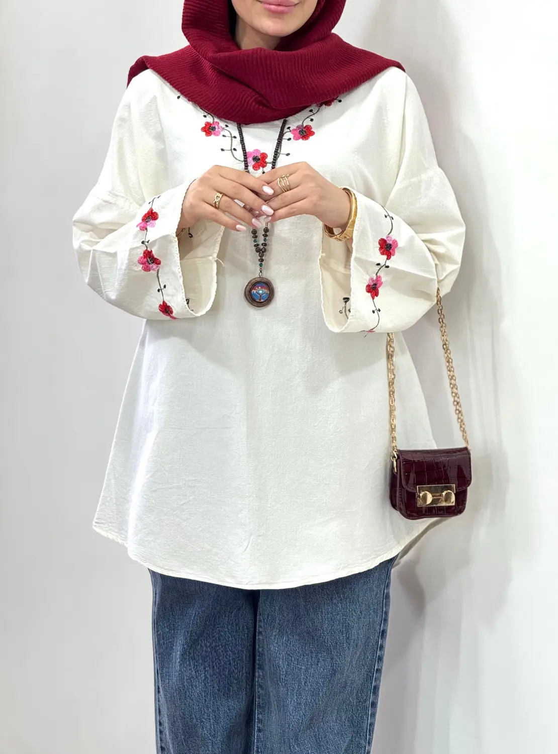 مانتو لینن گلدوزی نرگس کد 7033