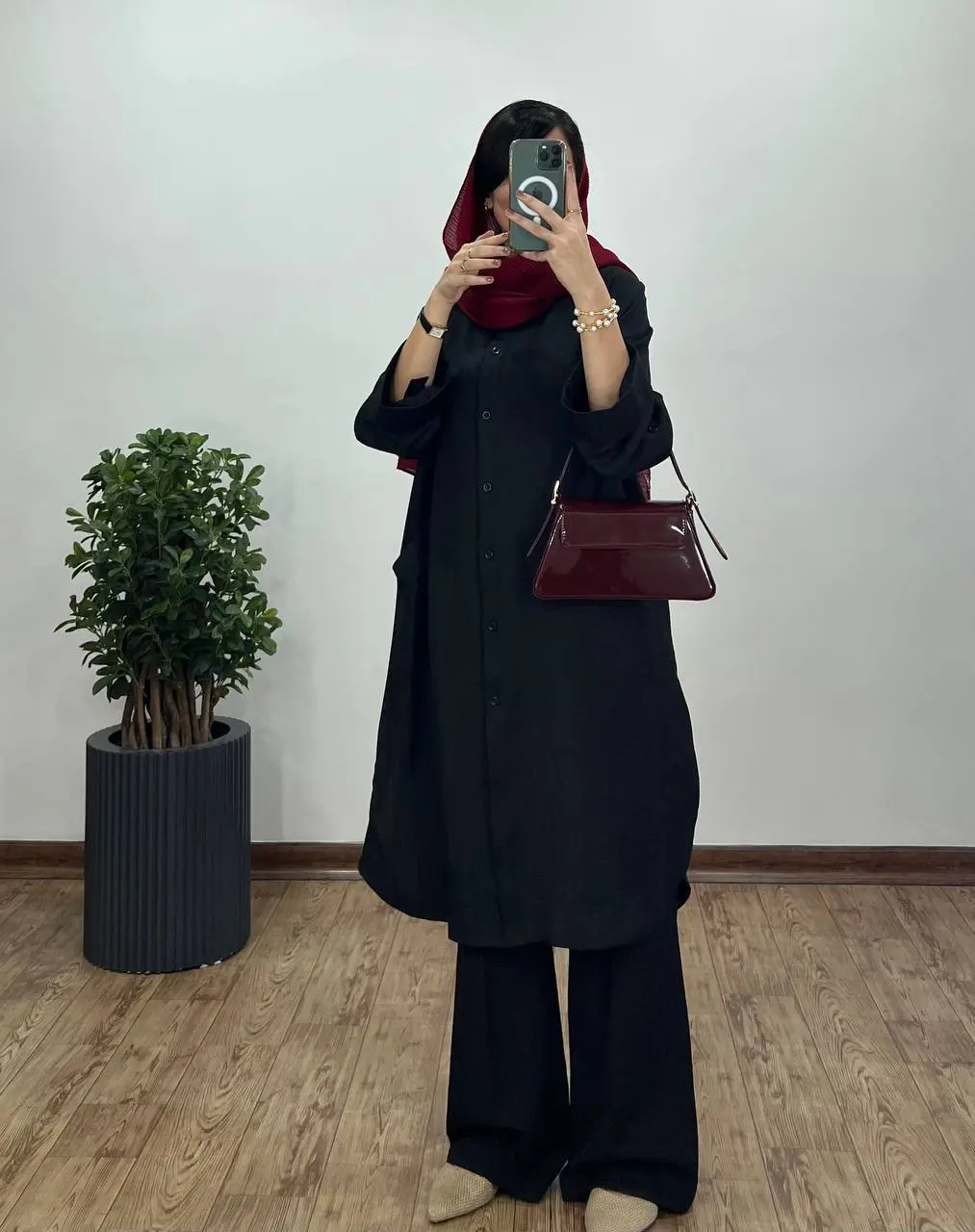 مانتو بلند جلو دکمه آتنا