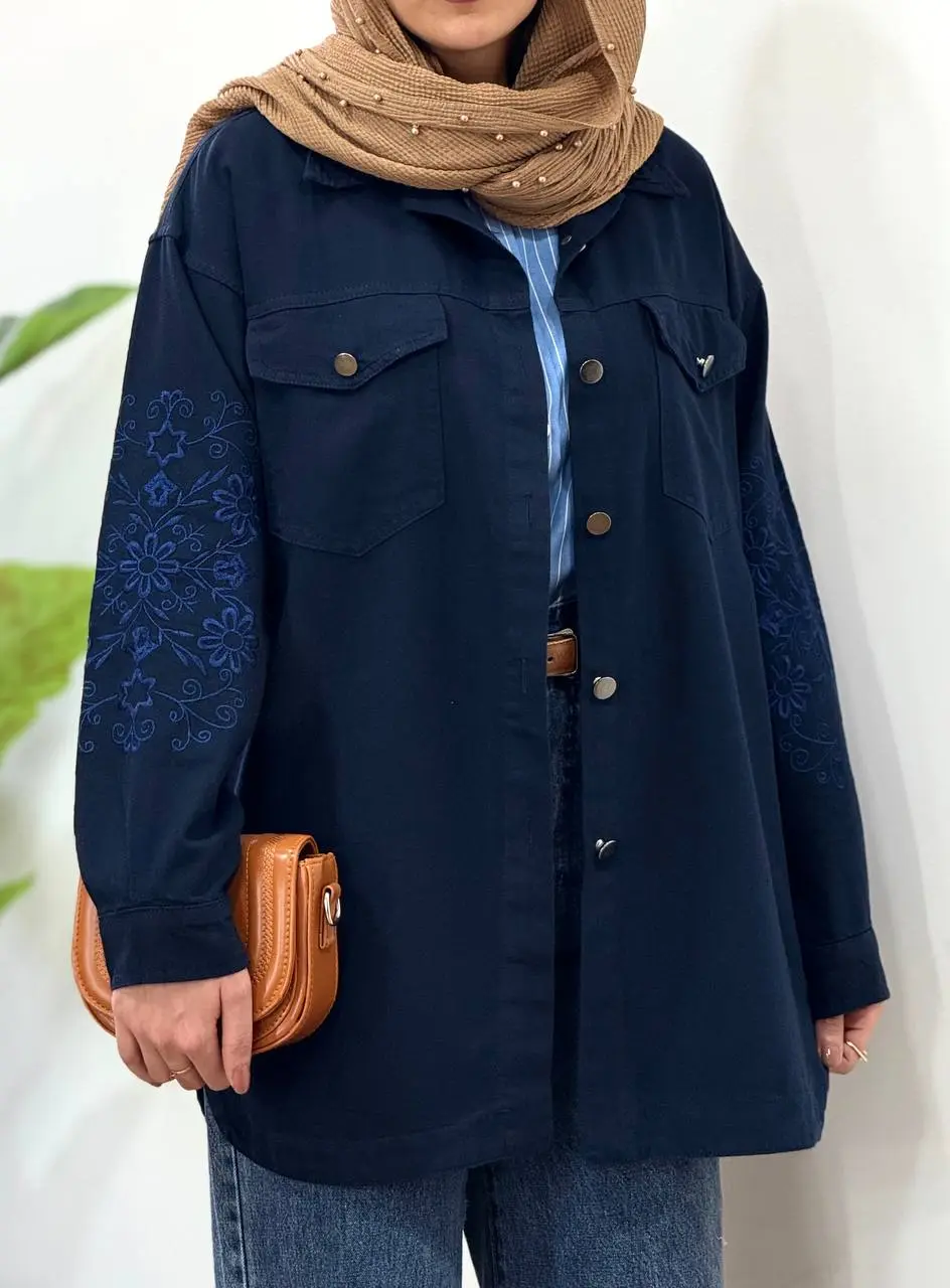 مانتو کتان پنبه گلدوزی نیکول