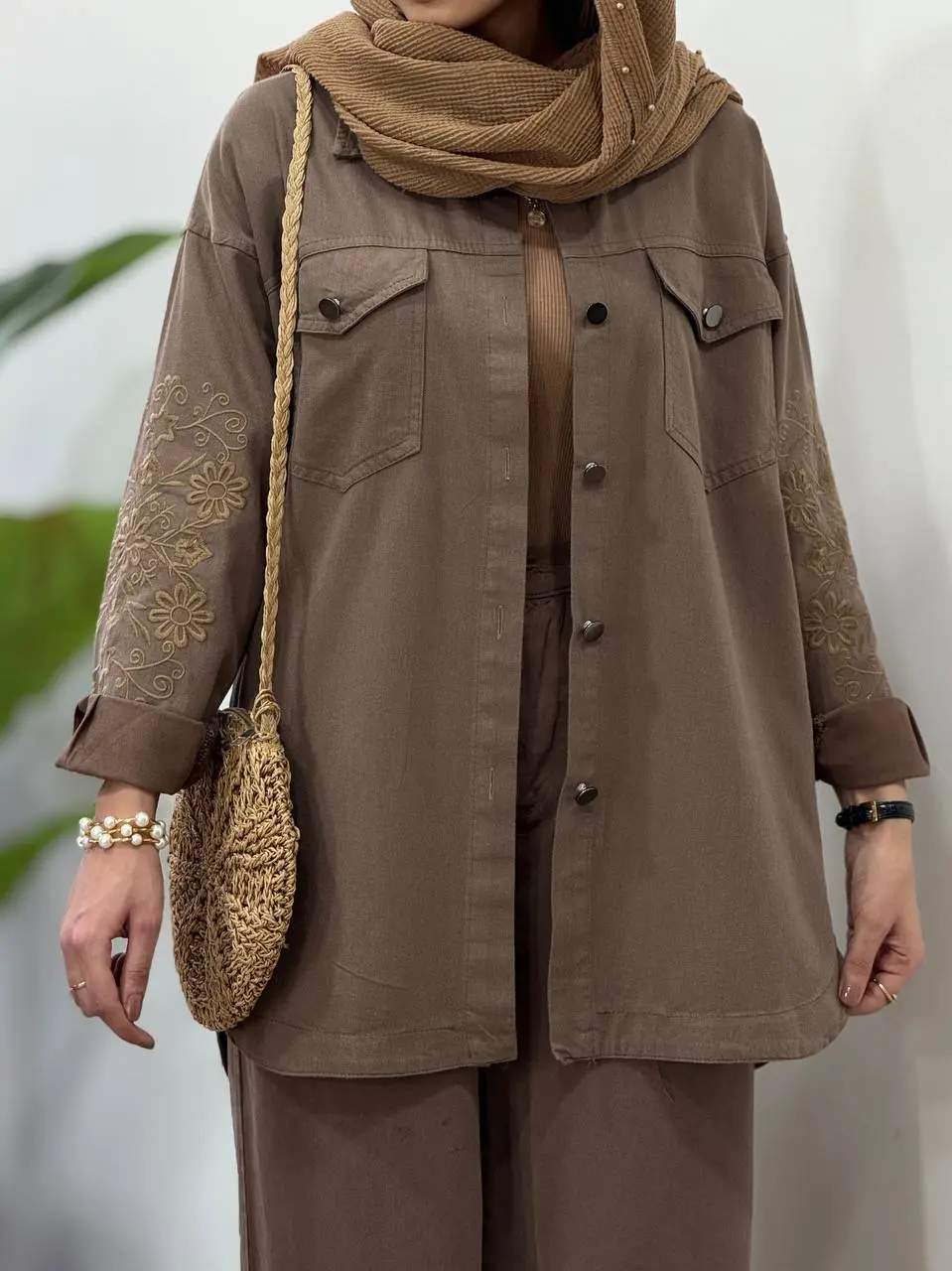 مانتو کتان پنبه گلدوزی نیکول