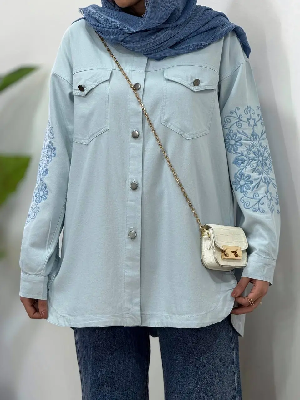 مانتو کتان پاییزه گلدوزی نیکول 1