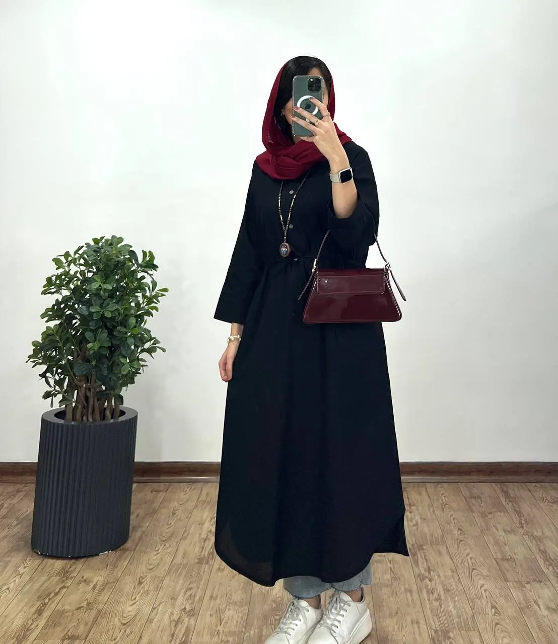 مانتو بلند لینن کمرگت ویولت