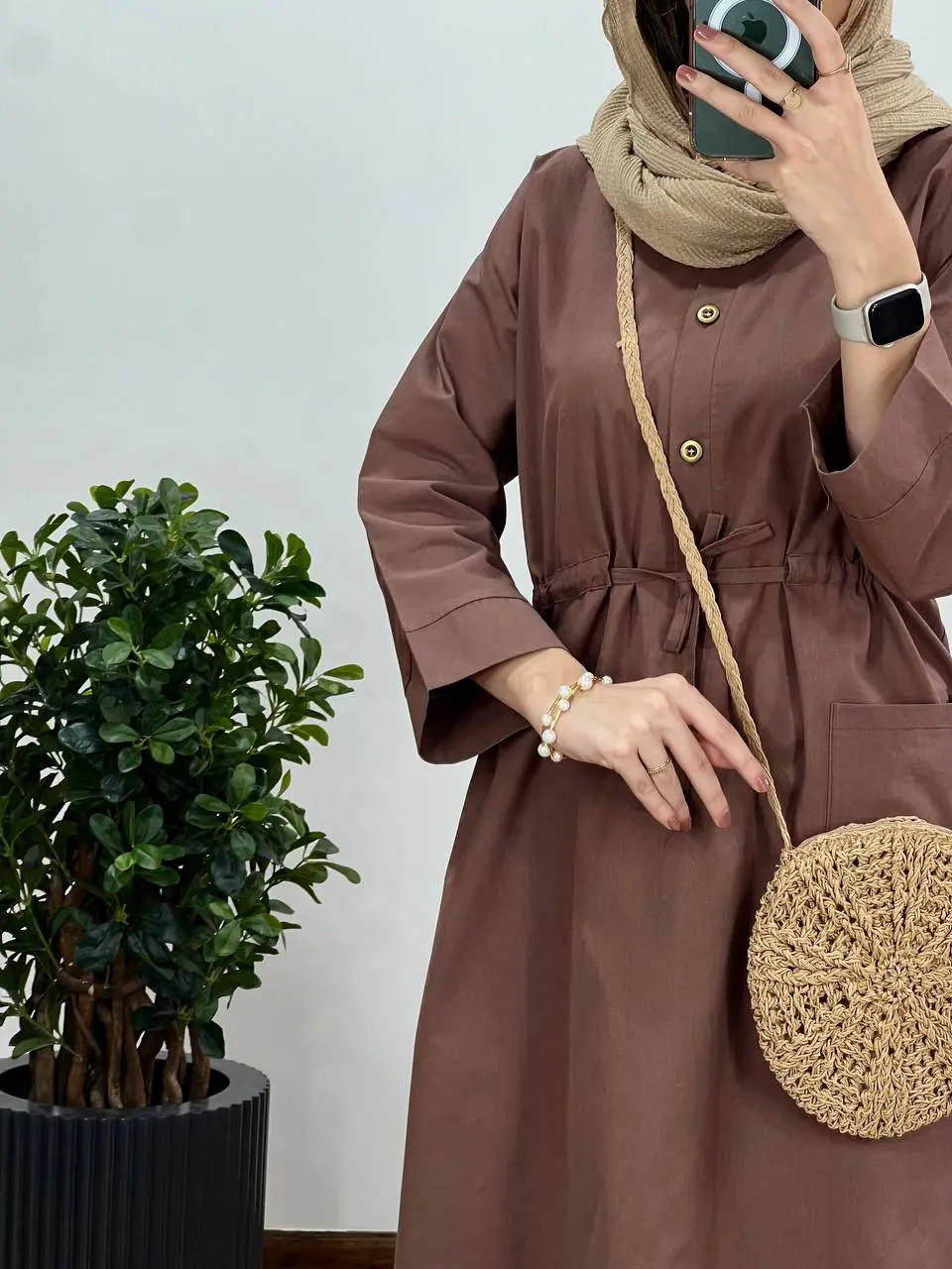 مانتو بلند لینن کمرگت ویولت