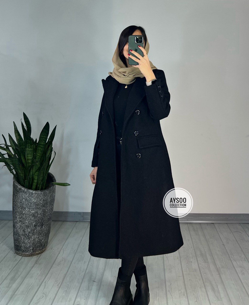 پالتو بلند آستردار آهو (ایراد دار)