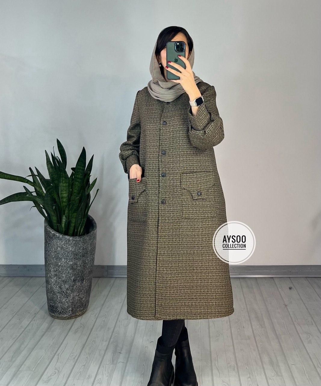 پالتو بلند دکمه دار گلرخ