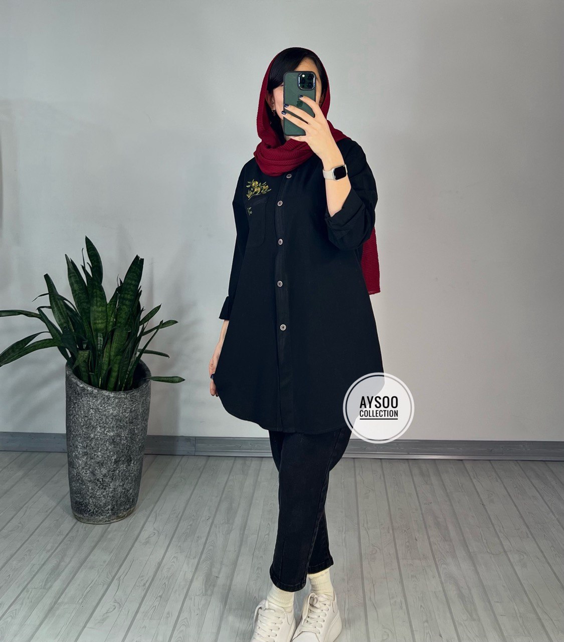 مانتو لینن جیب گلدوزی(ایراد دار)