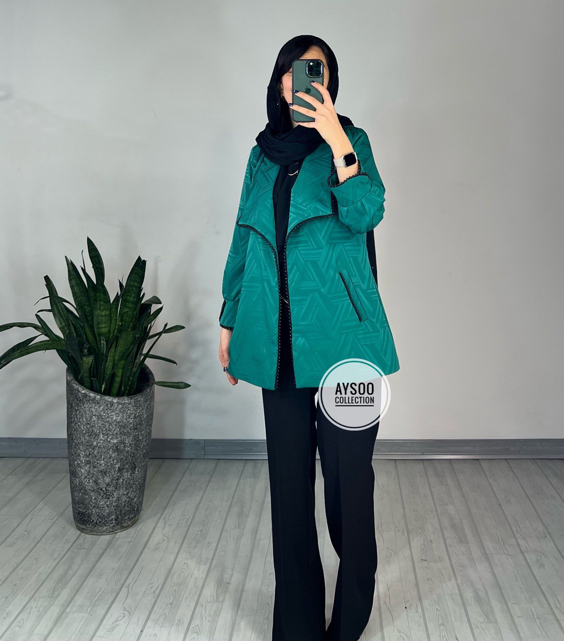 مانتو ژاکارد مروارید دوزی
