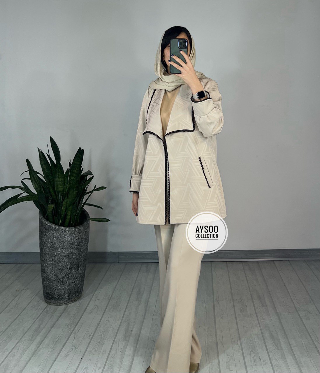 مانتو ژاکارد مروارید دوزی
