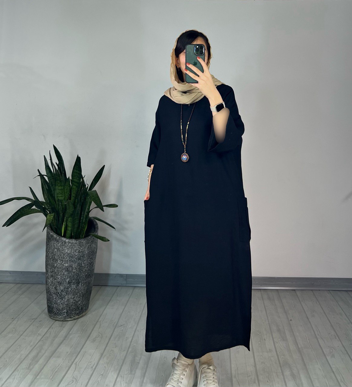 پیراهن مانتویی زیتون 2 (ارسال رایگان)
