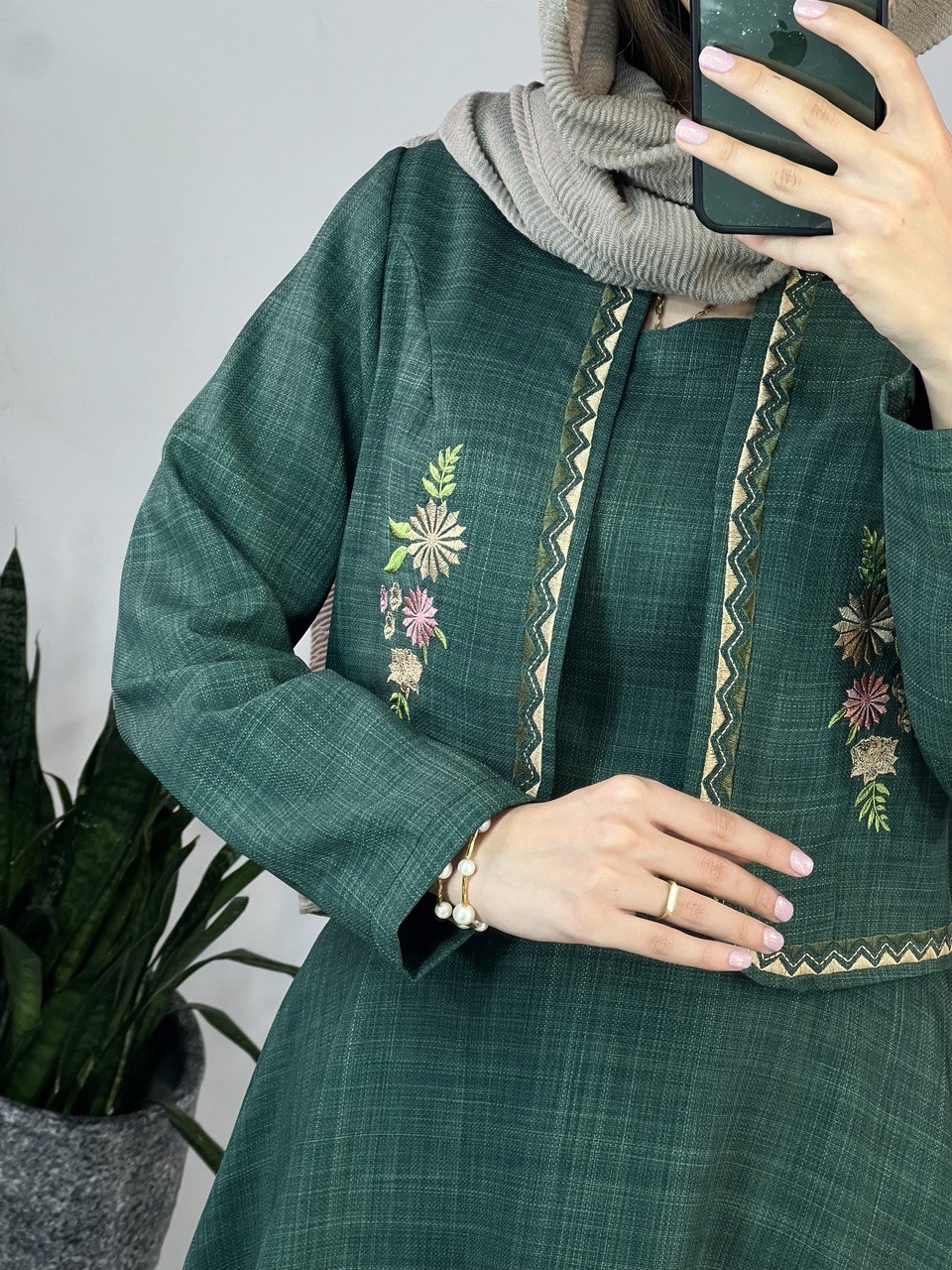 ست سارافون بلند به همراه کت گلدوزی