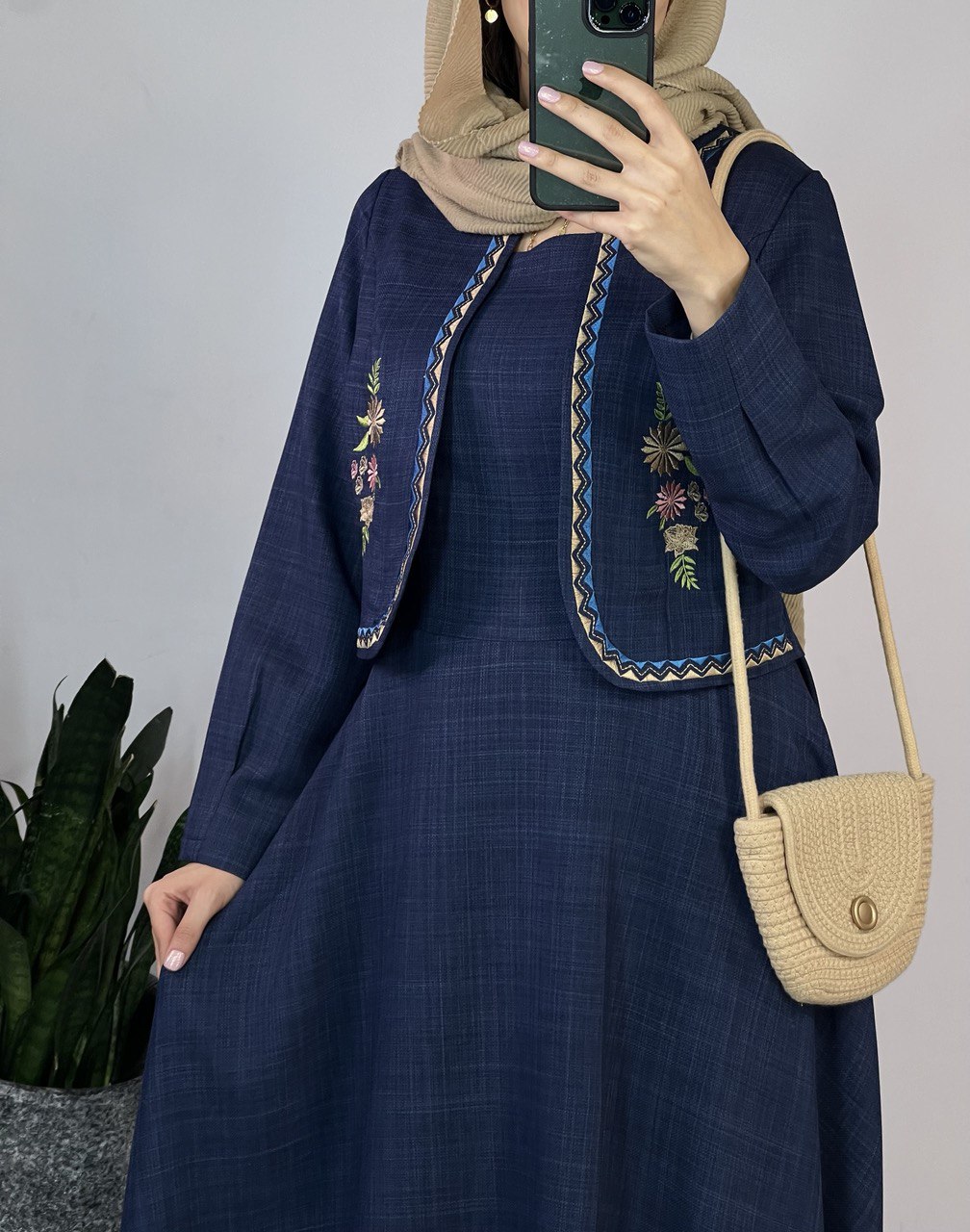 ست سارافون بلند به همراه کت گلدوزی