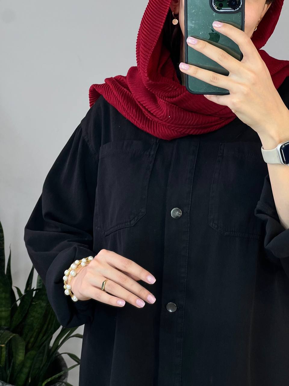 مانتو کتان کاغذی کارن مشکی