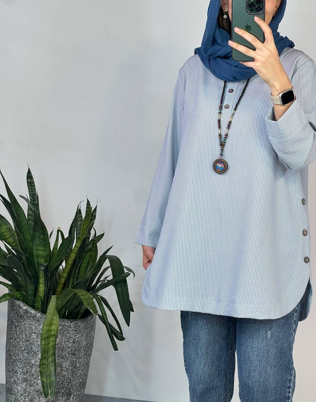 مانتو راه راه سه دکمه