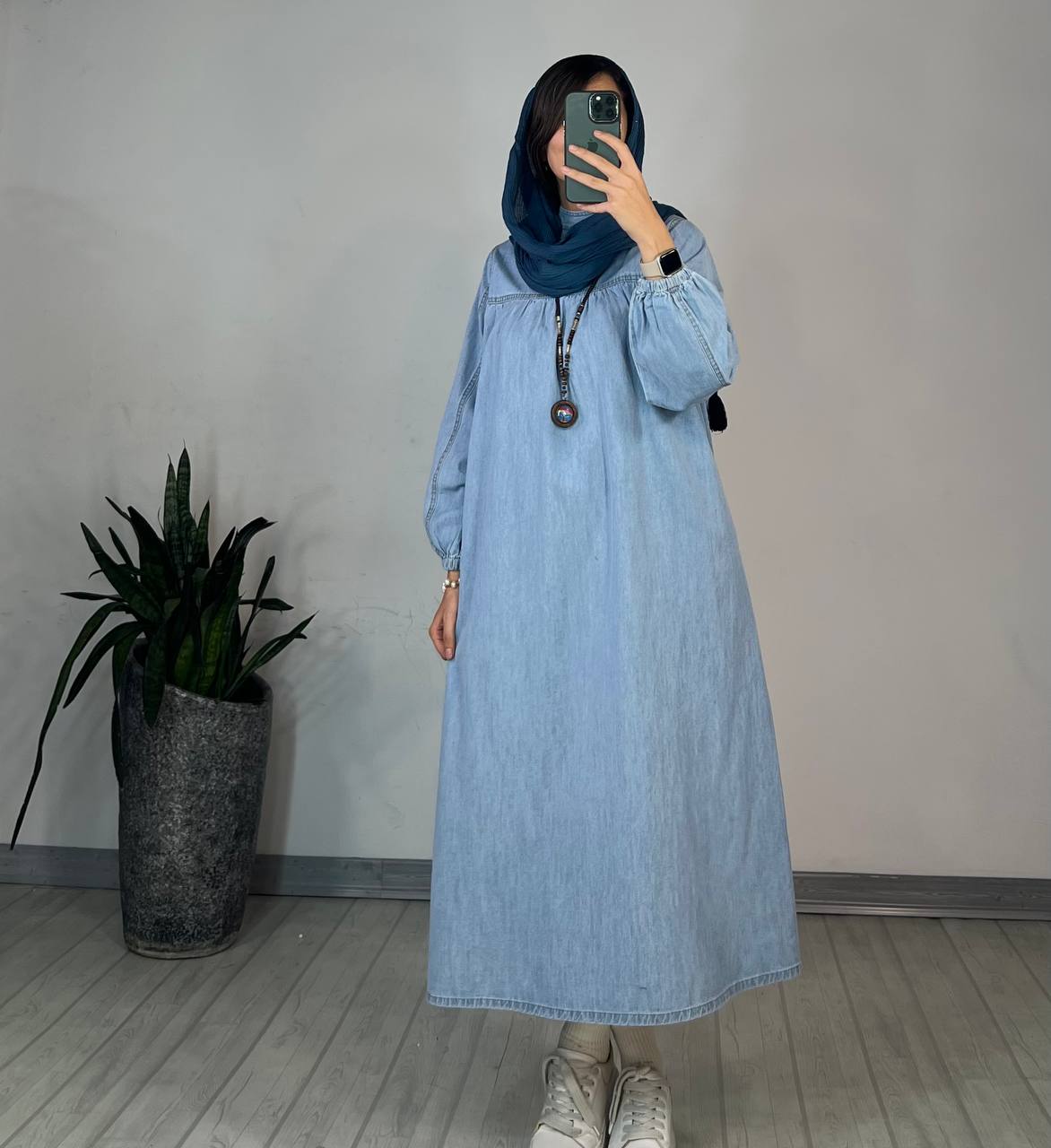 پیراهن مانتویی جین کاغذی 3