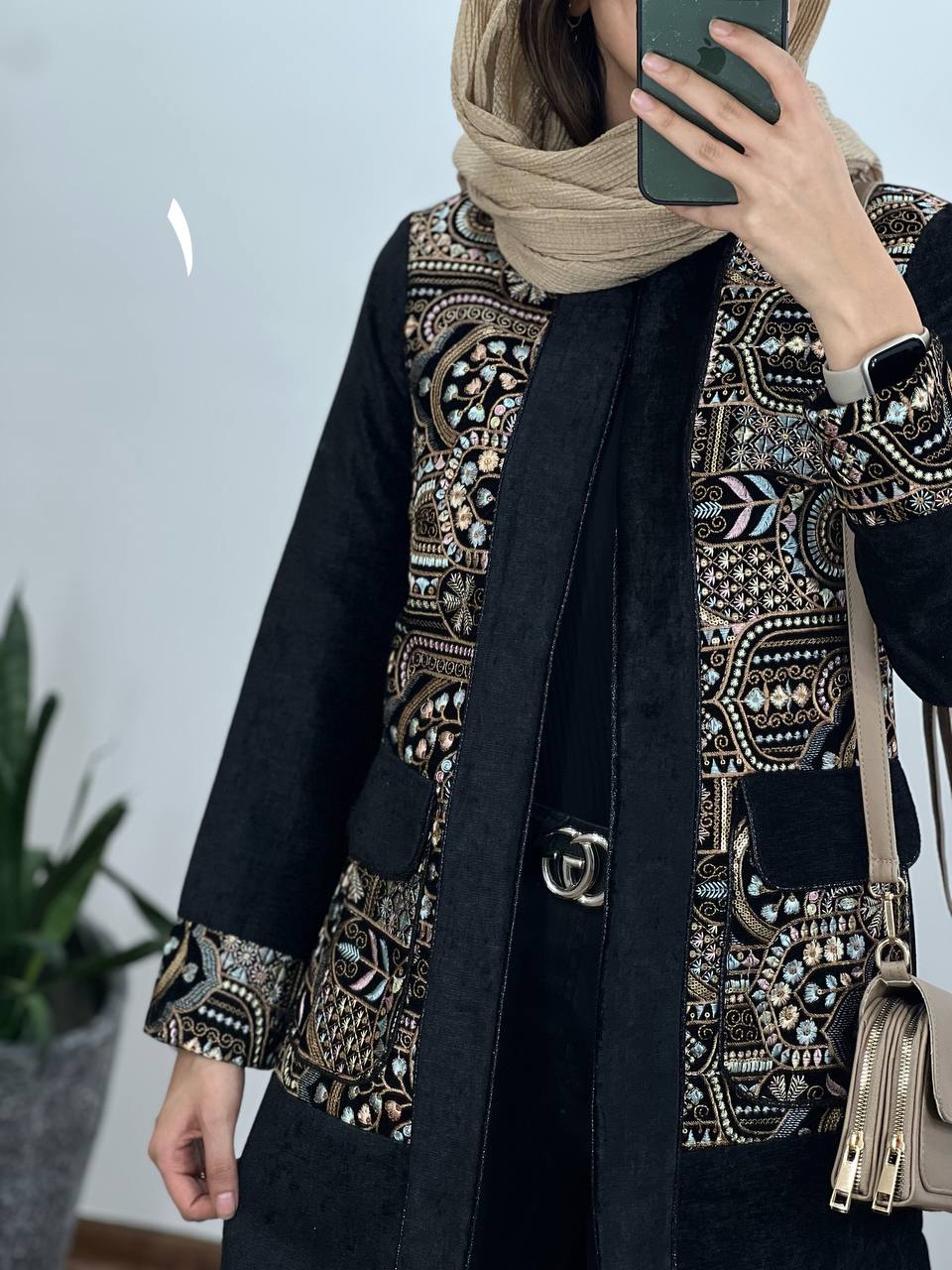 کت مزونی سوزندوزی (طرح جیب دار)