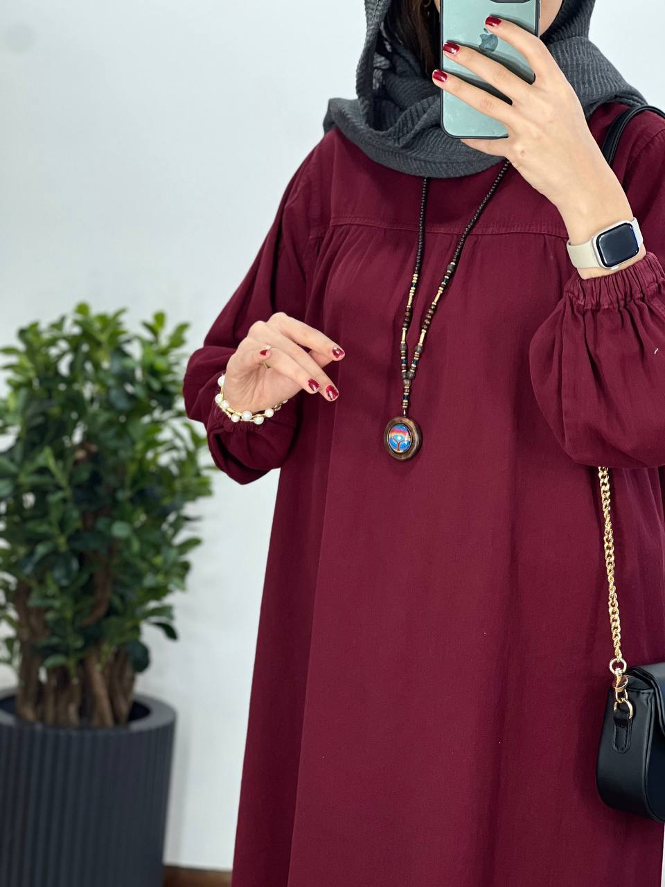 پیراهن مانتویی کتان پاییزه