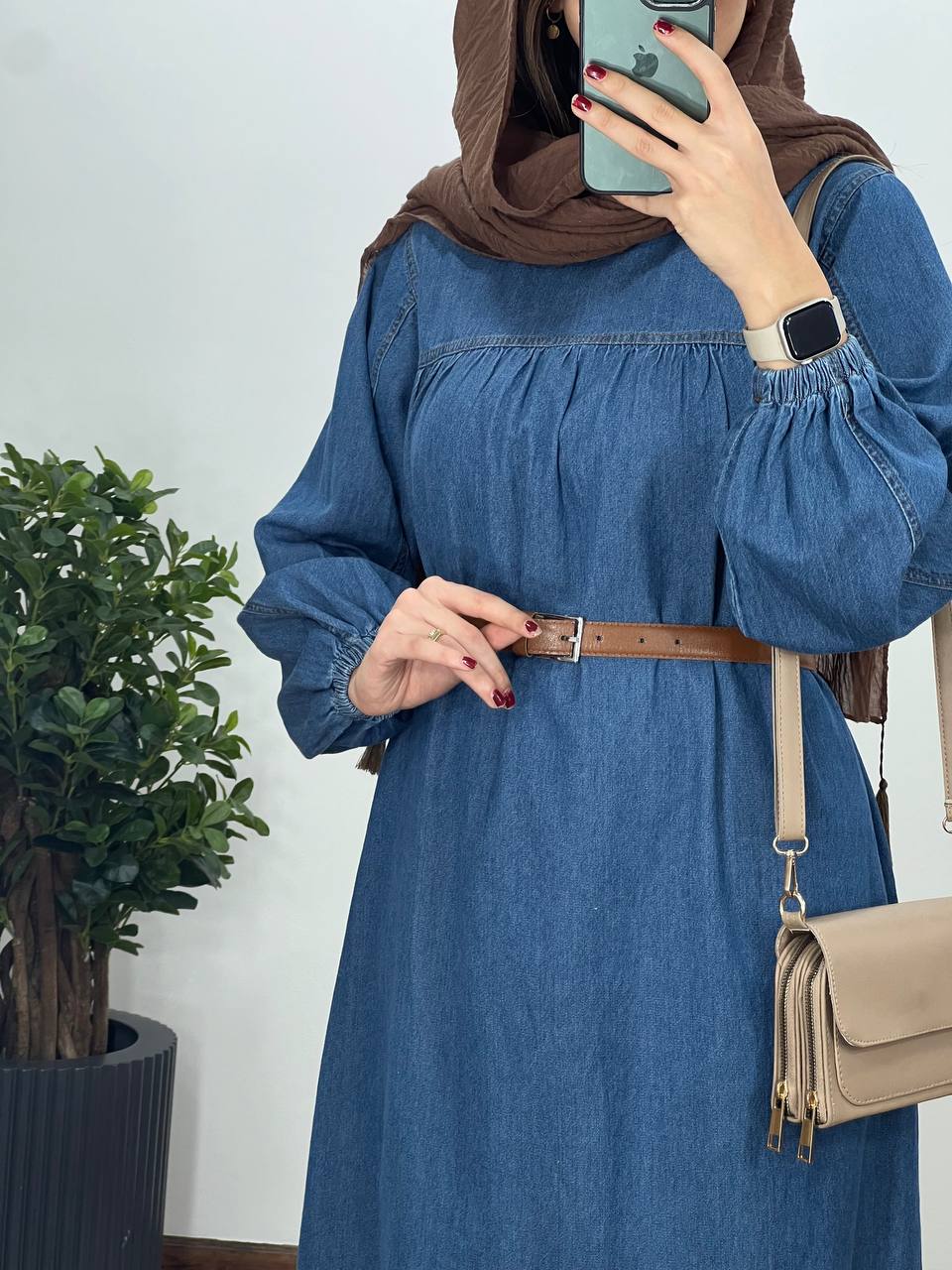 پیراهن مانتویی جین با قد بلندتر(ایراد دار)