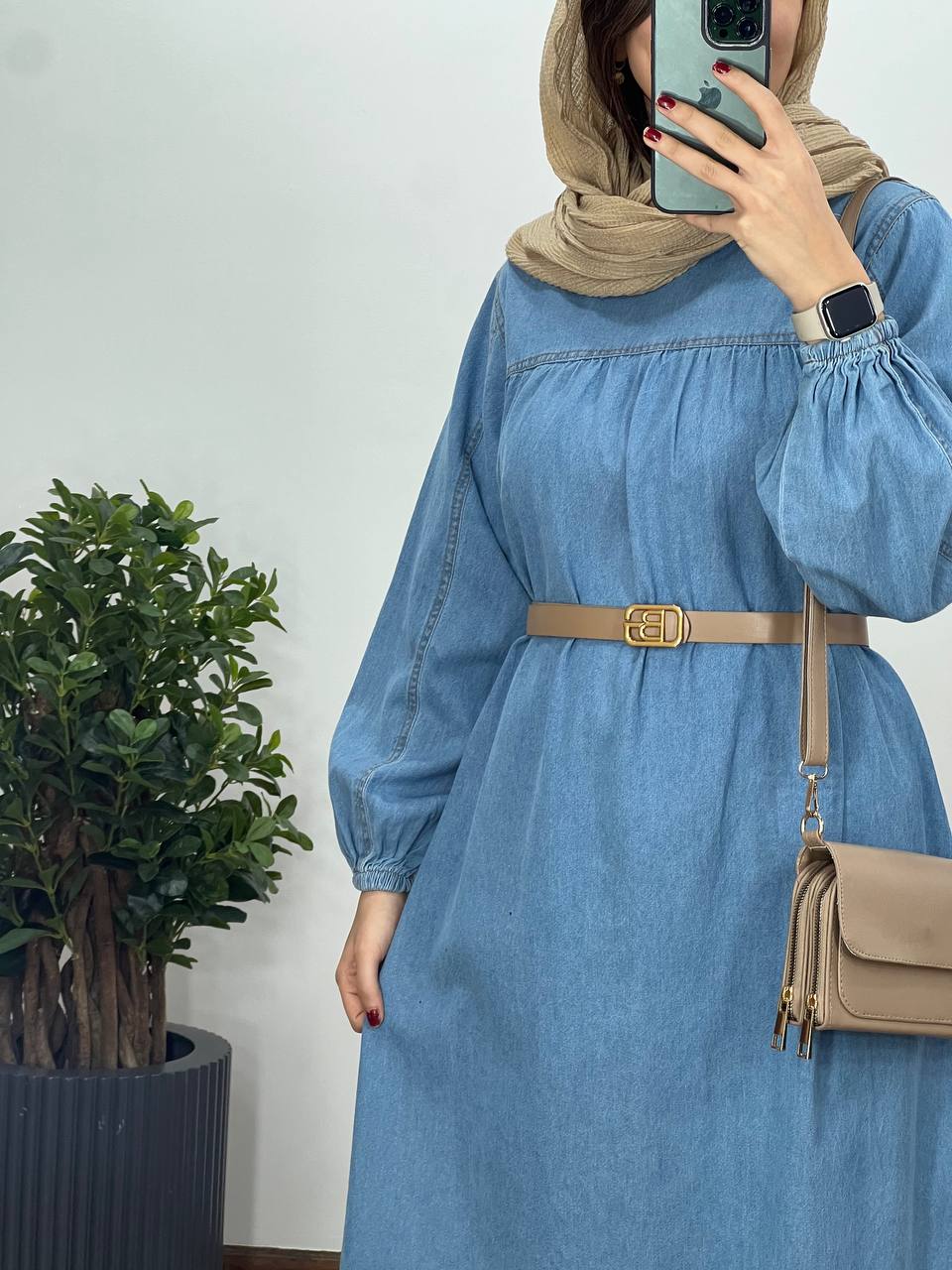 پیراهن مانتویی جین با قد بلندتر(ایراد دار)