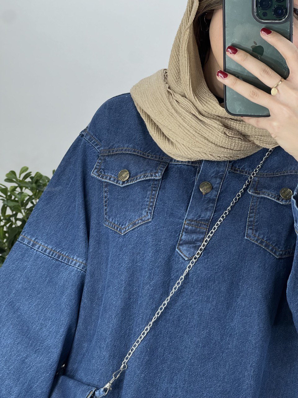 مانتو جین بلند به همراه کیف 1(ایراد دار)