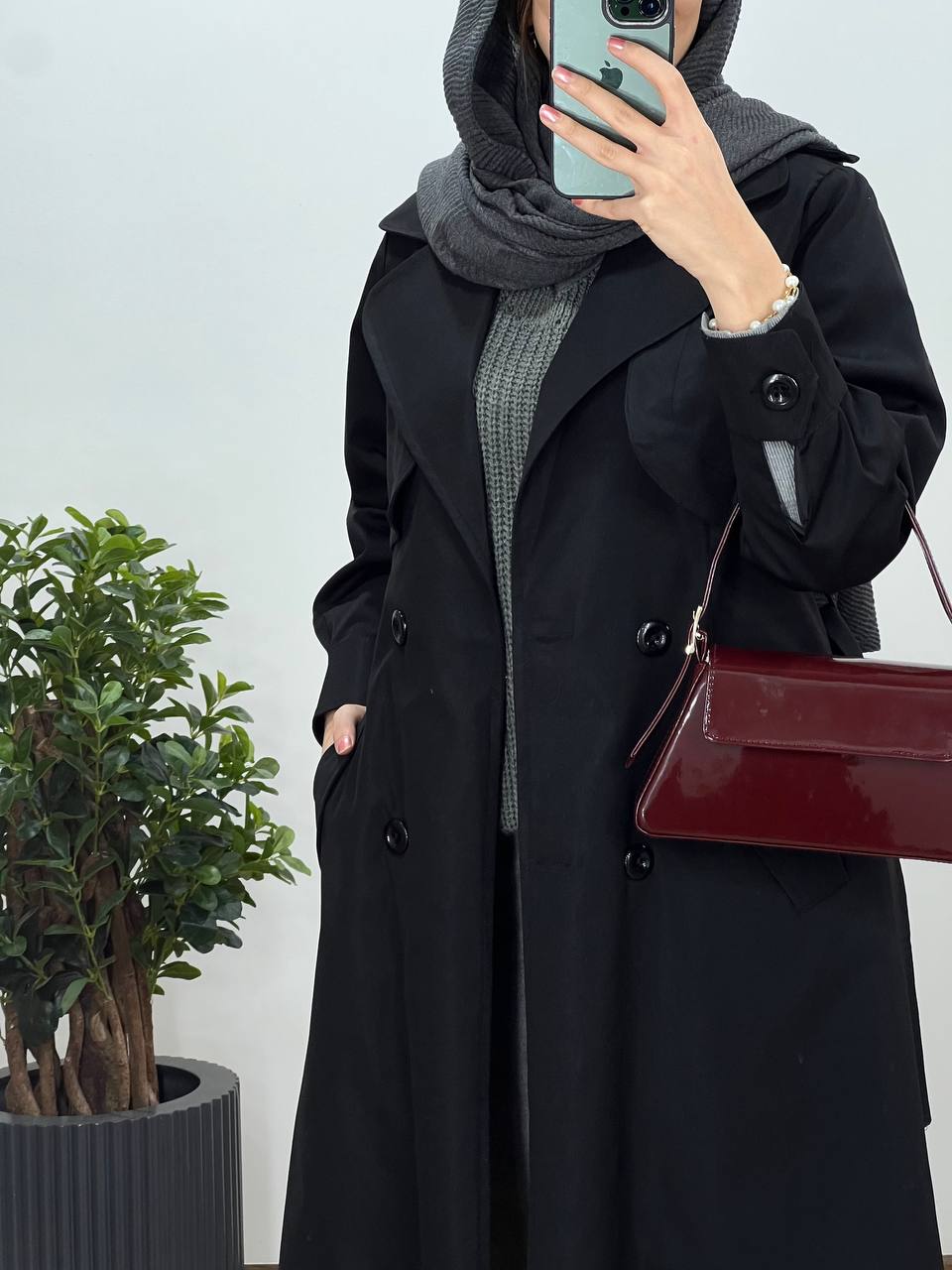 بارونی بلند آستردار قصه با ارسال رایگان