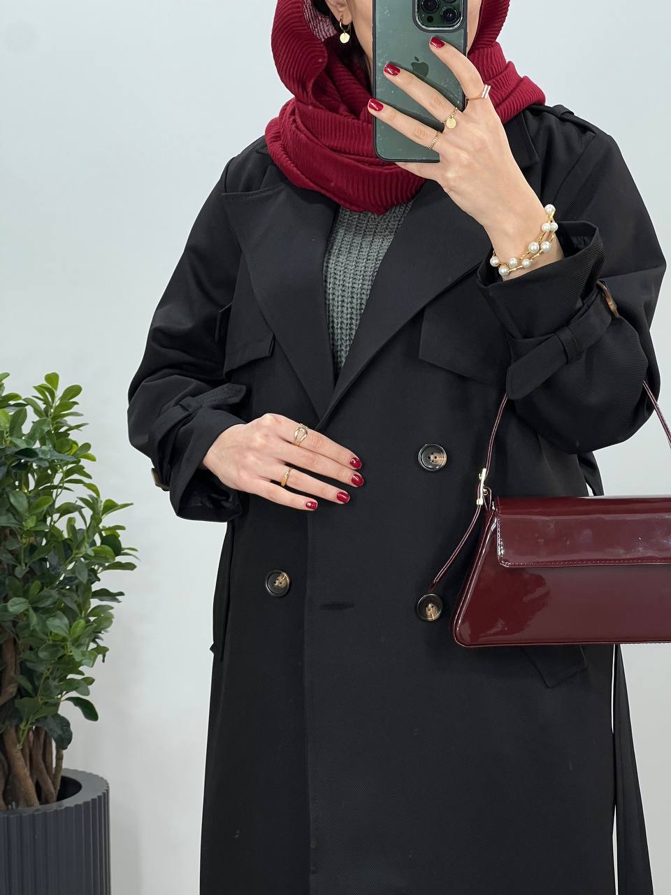 بارونی بلند آستردار آذین