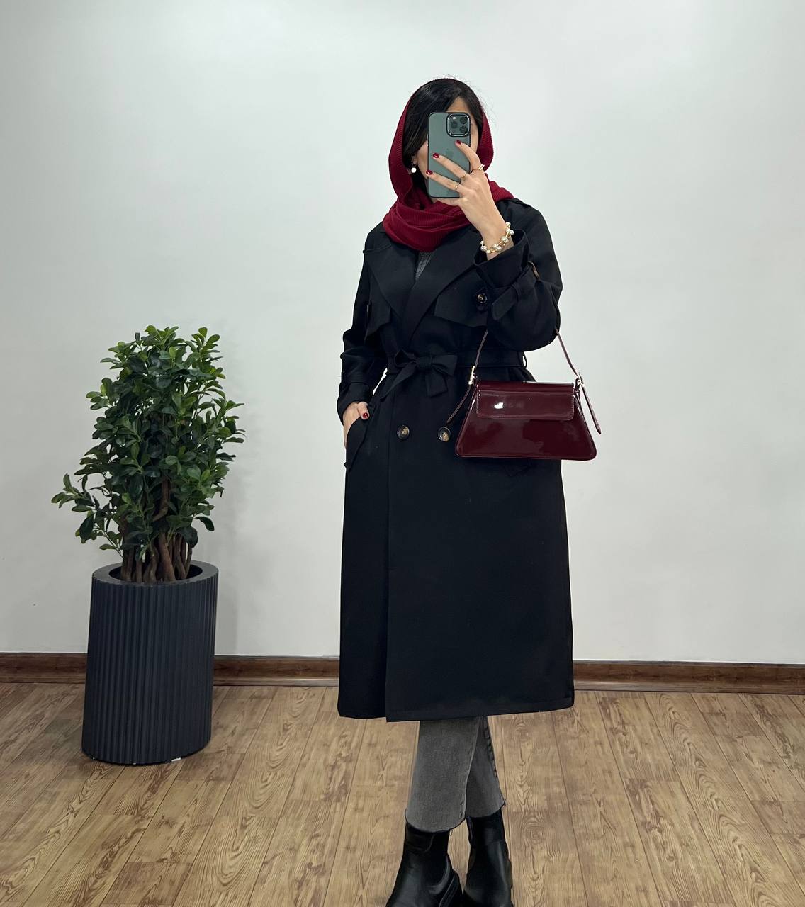 بارونی بلند آستردار آذین