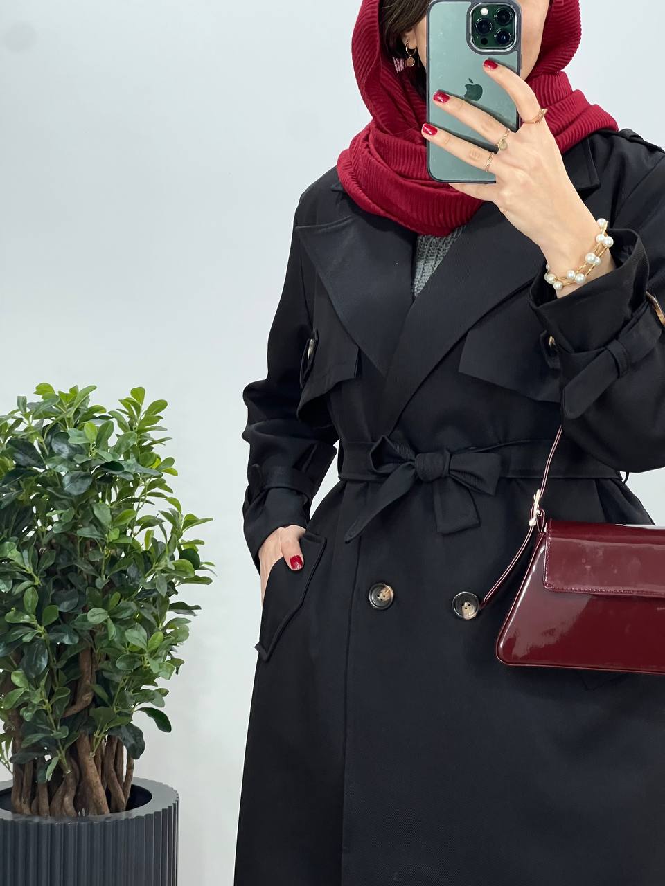 بارونی بلند آستردار آذین