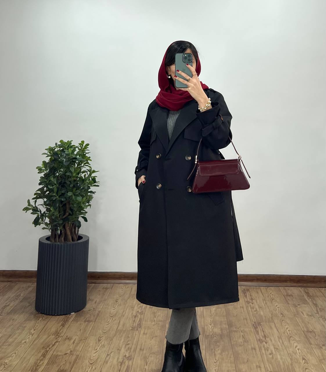 بارونی بلند آستردار آذین
