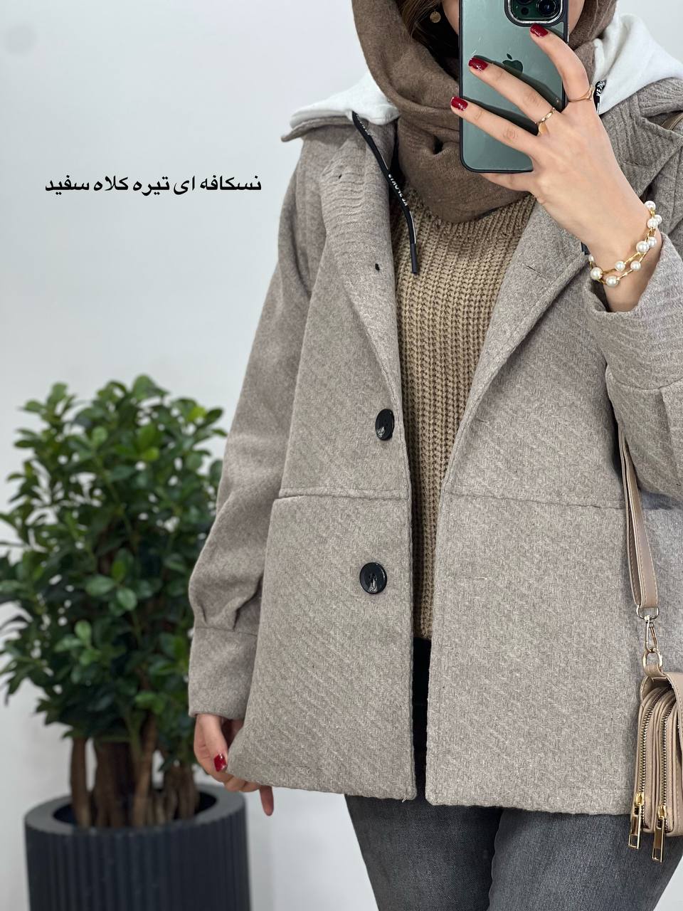 پالتو آستردار کلاهدار رز با ارسال رایگان