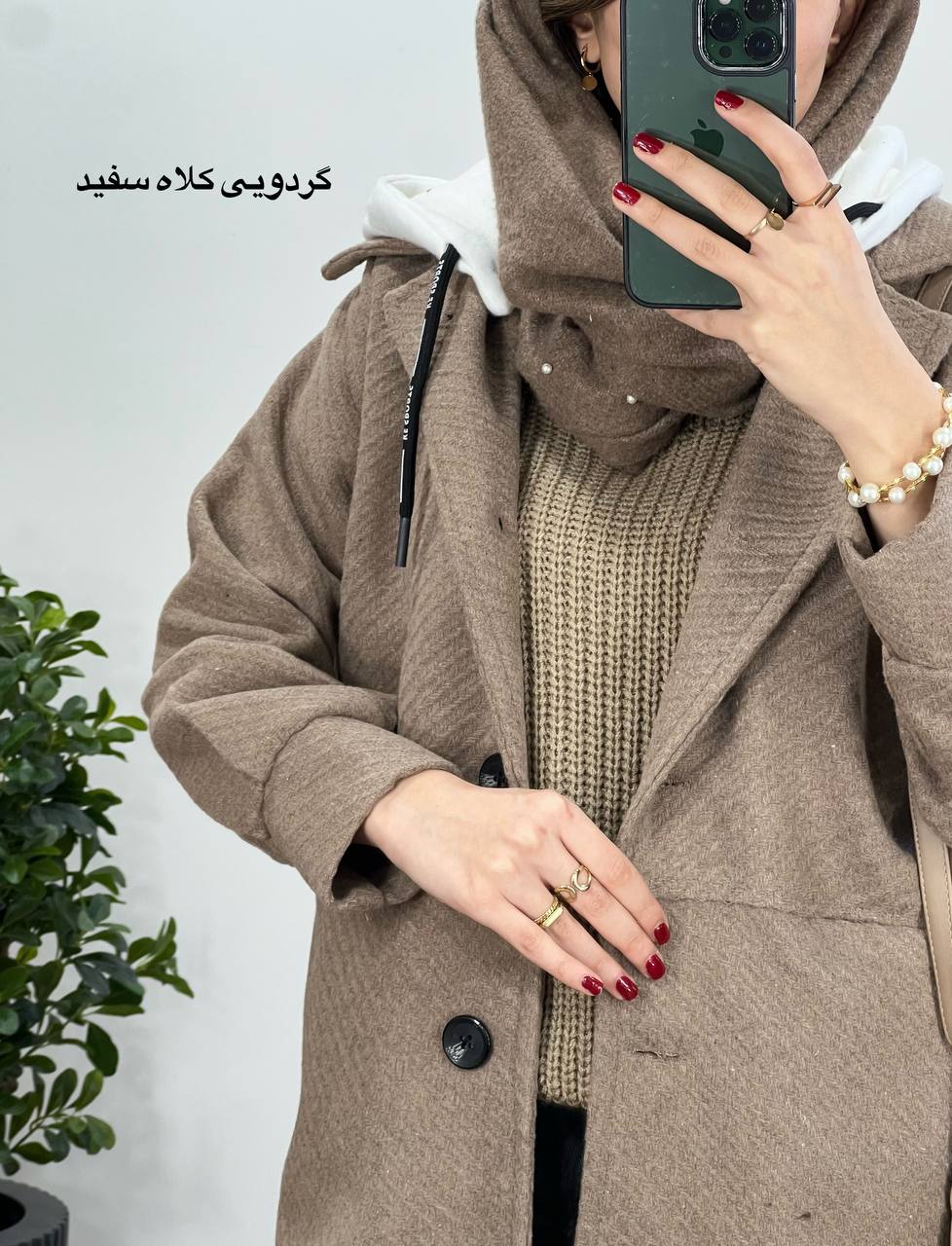 پالتو آستردار کلاهدار رز با ارسال رایگان