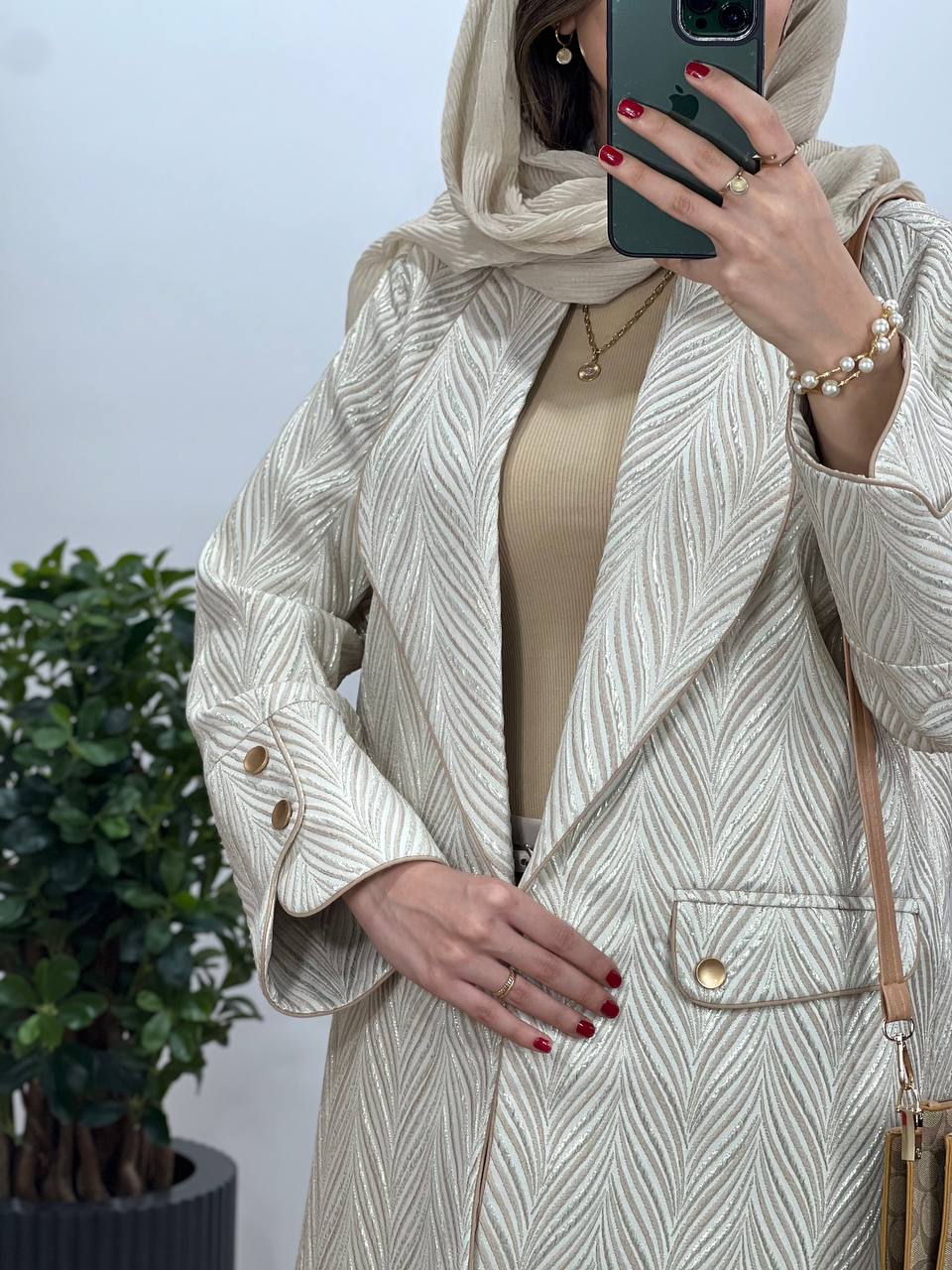 مانتو مجلسی ژاکارد طوطیا