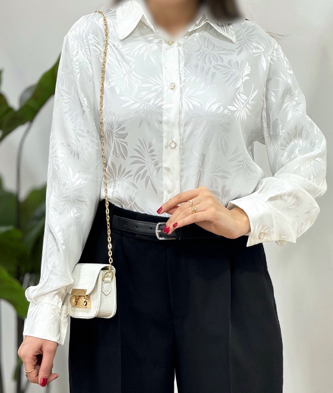 شومیز ساتن جلو دکمه نیکا