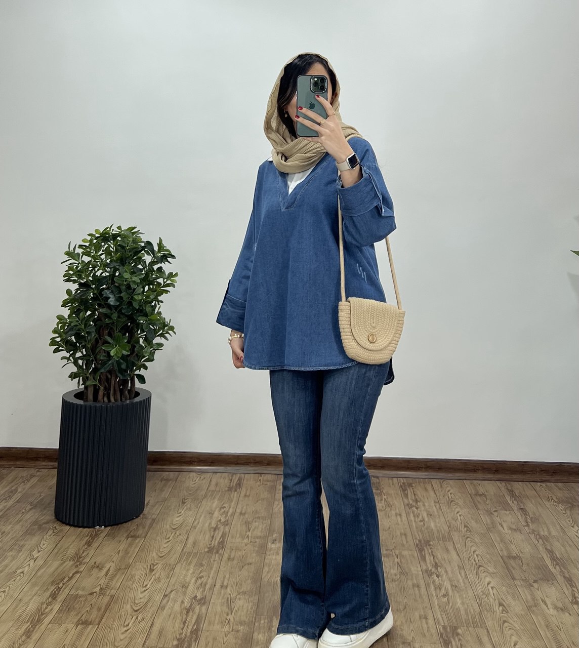 تونیک مانتویی جین یقه دار دریم