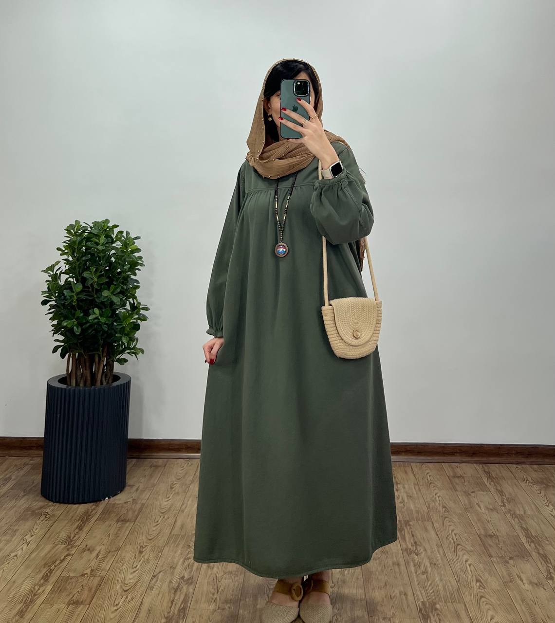 مانتو عبایی بلند کتان پنبه 1