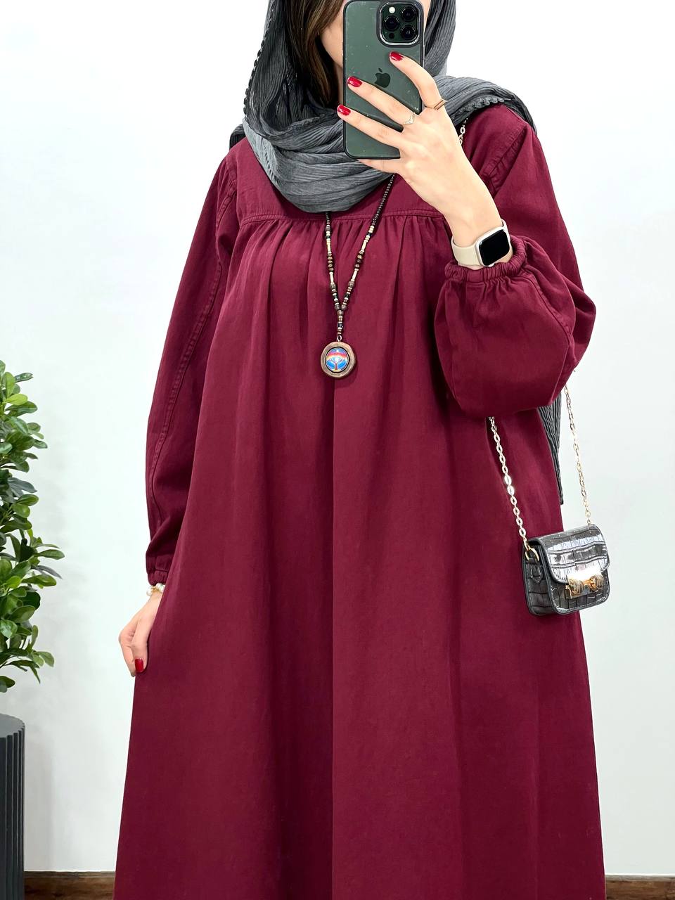 مانتو عبایی بلند کتان پنبه 1