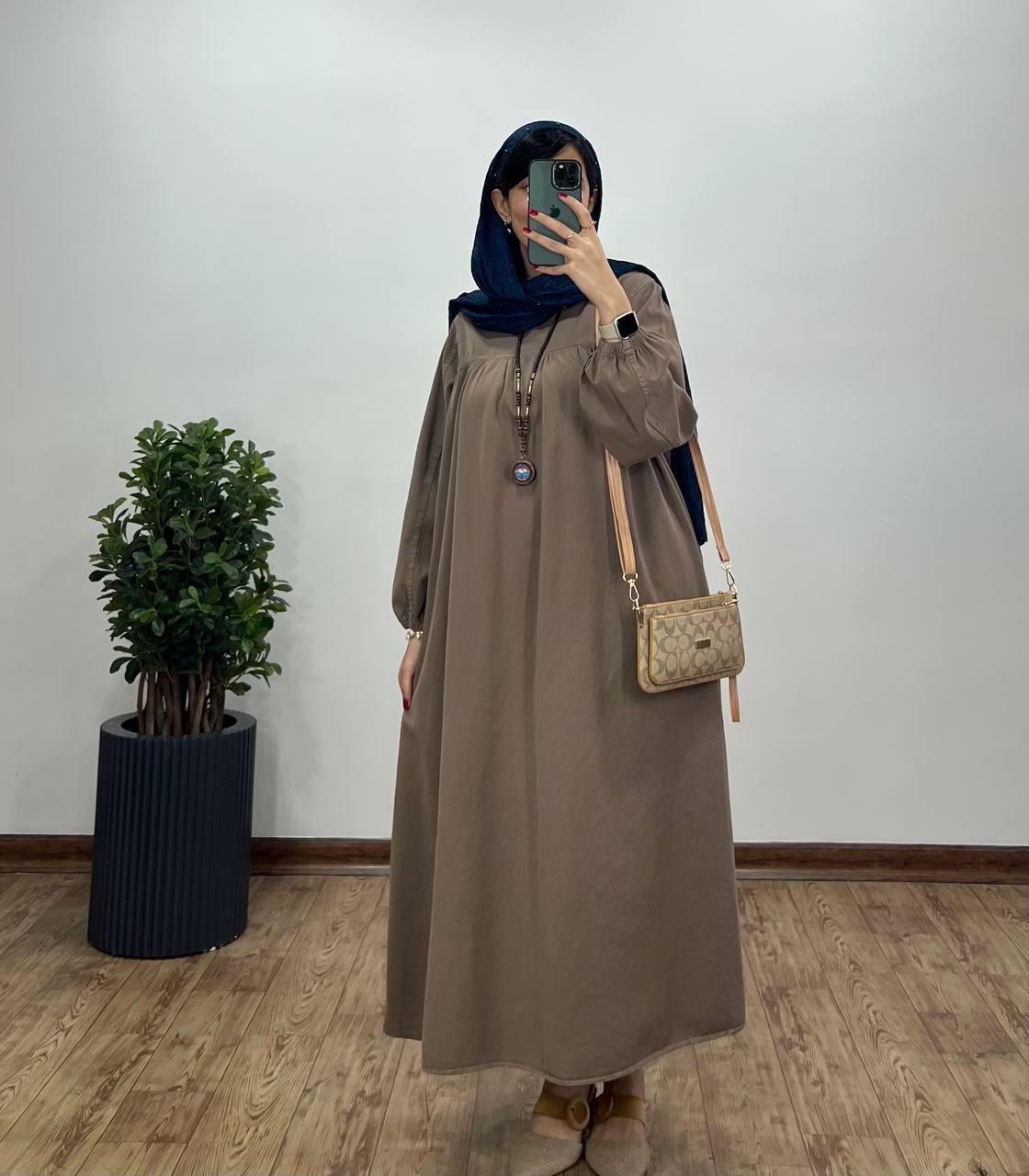 مانتو عبایی بلند کتان پنبه 1