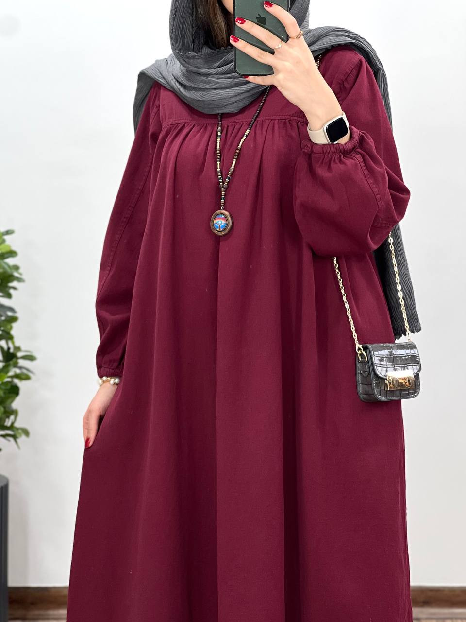 مانتو عبایی بلند کتان پنبه 1