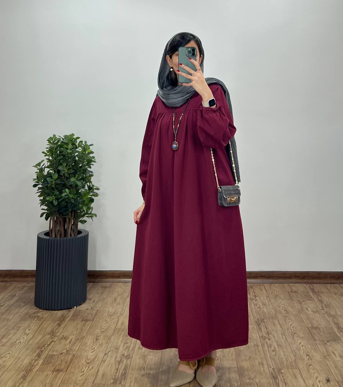 مانتو عبایی بلند کتان پنبه 1