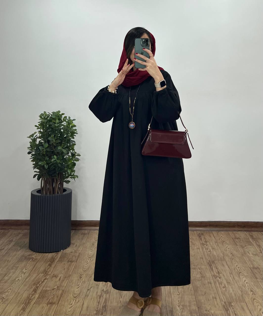 مانتو عبایی بلند کتان پنبه 1