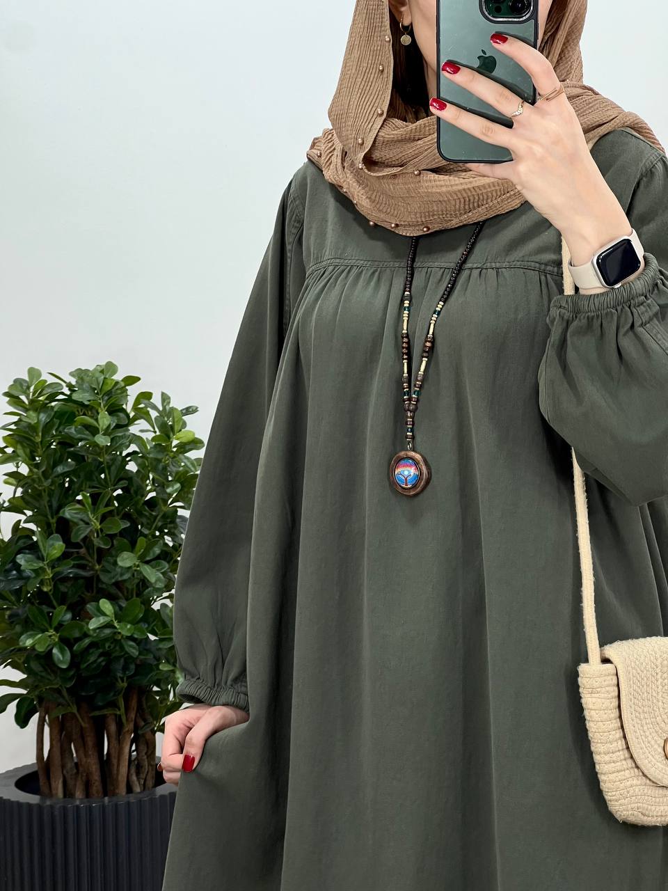 مانتو عبایی بلند کتان پنبه 1