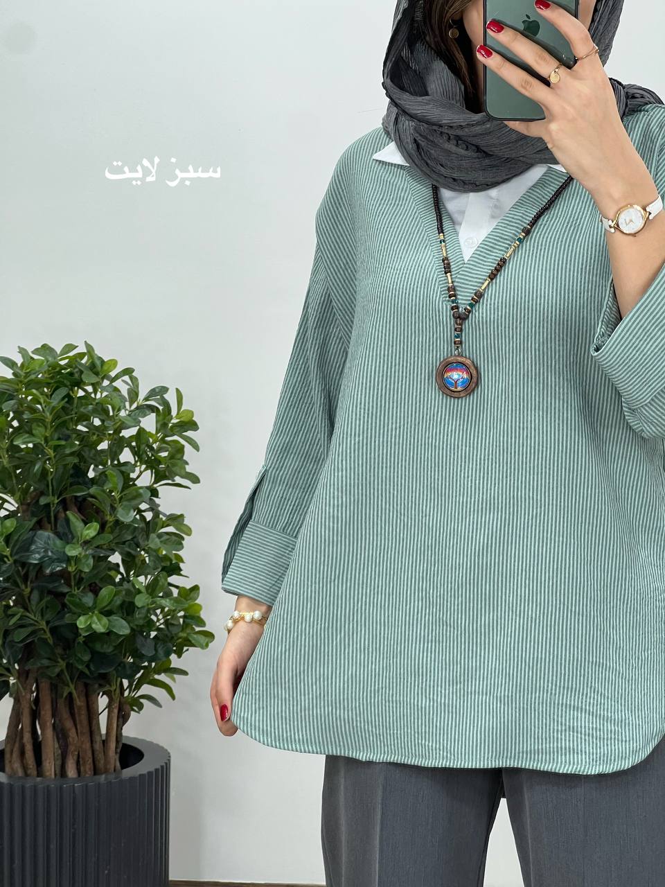 تونیک مانتویی یقه دار مرجان