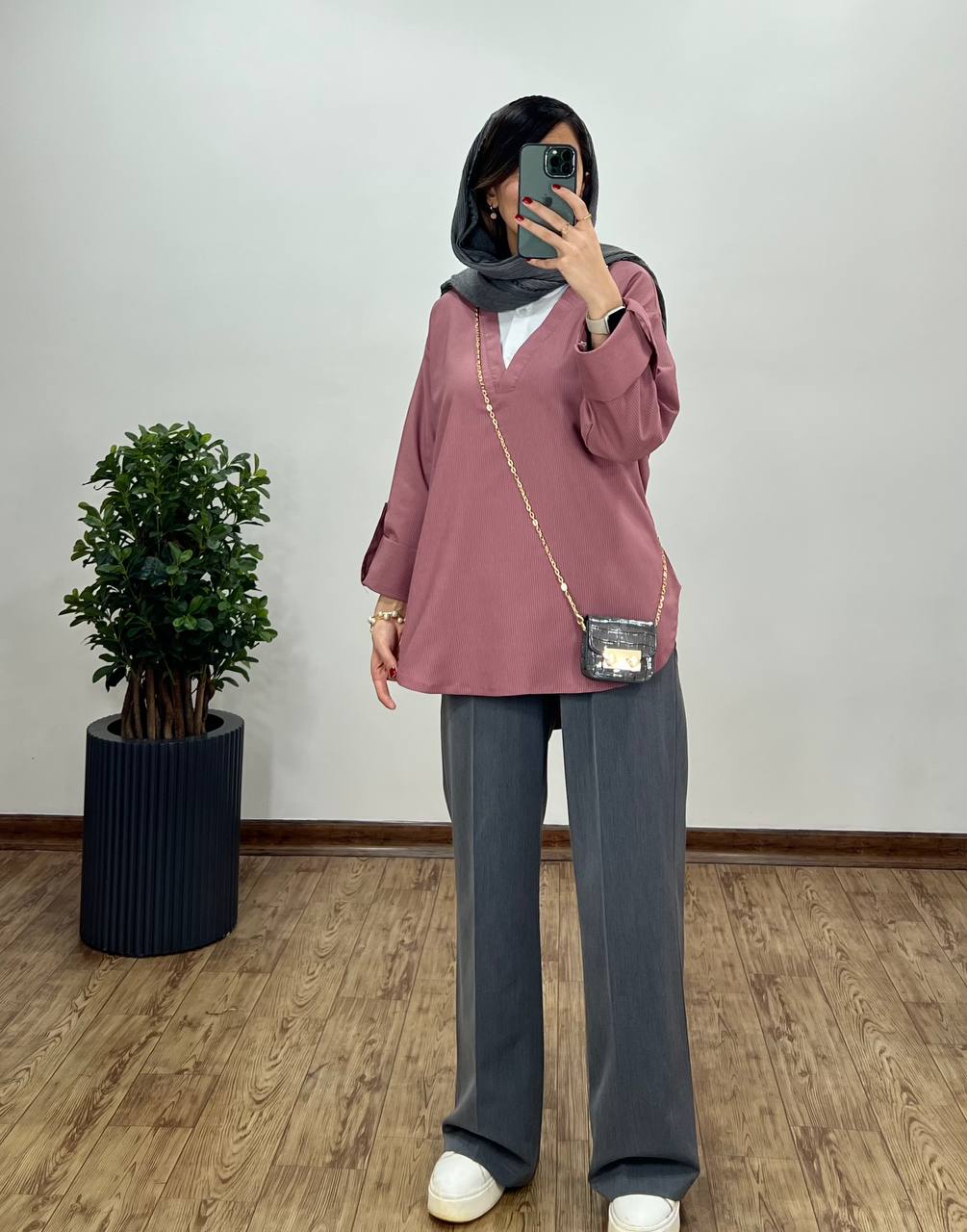 تونیک مانتویی یقه دار مرجان