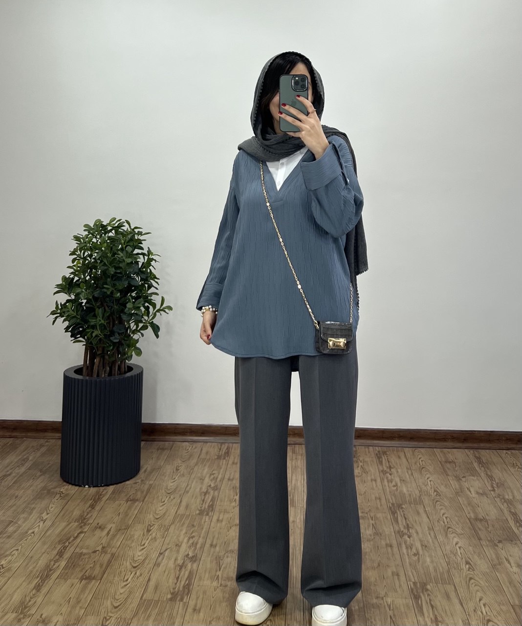 تونیک مانتویی یقه دار مرجان کد 2216