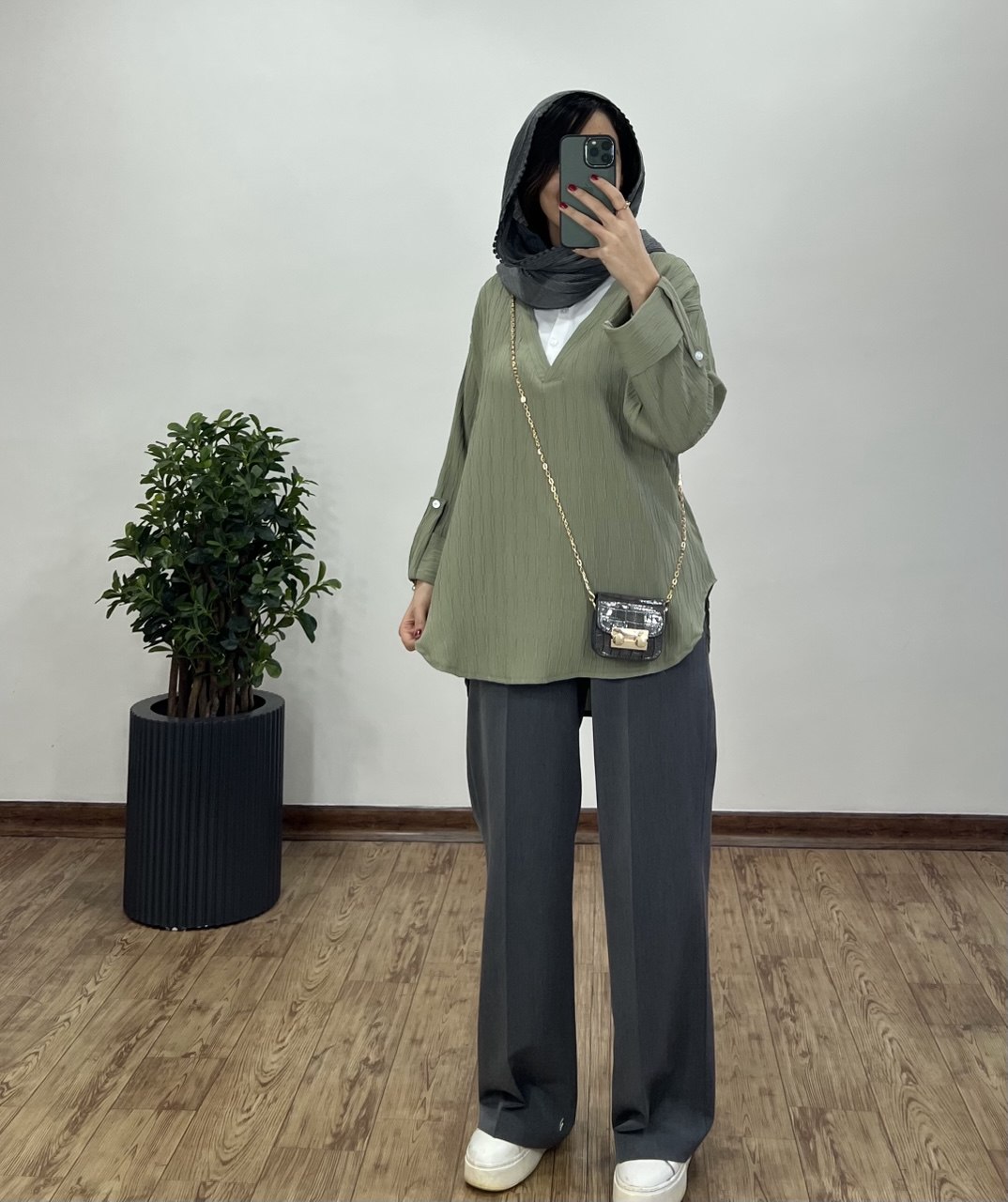 تونیک مانتویی یقه دار مرجان کد 2216