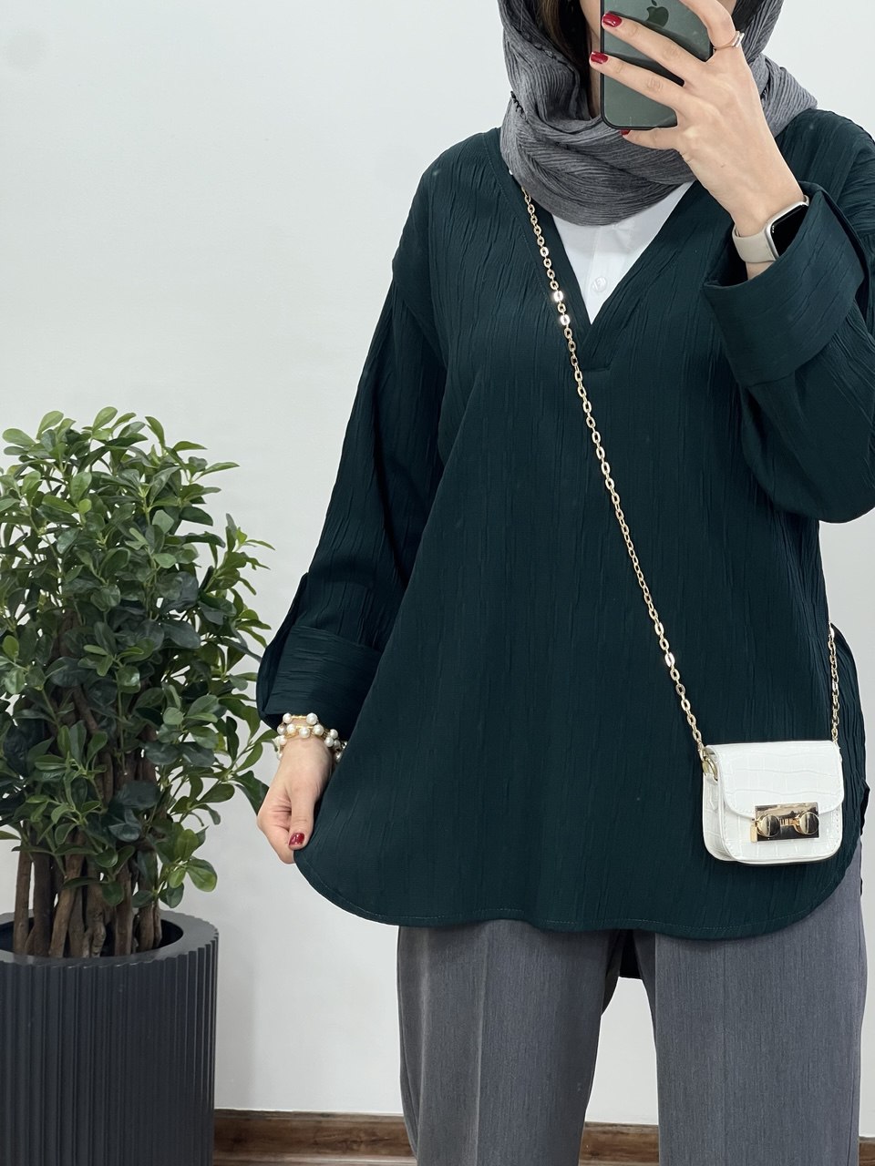 تونیک مانتویی یقه دار مرجان کد 2216