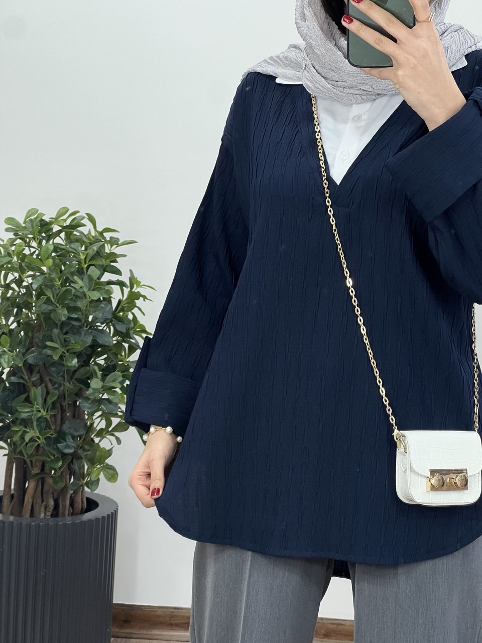 تونیک مانتویی یقه دار مرجان کد 2216