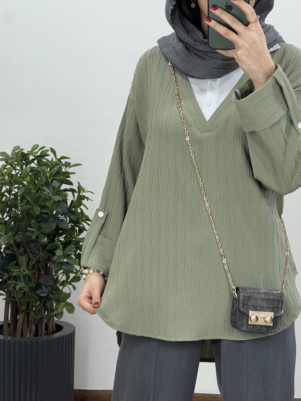 تونیک مانتویی یقه دار مرجان کد 2216