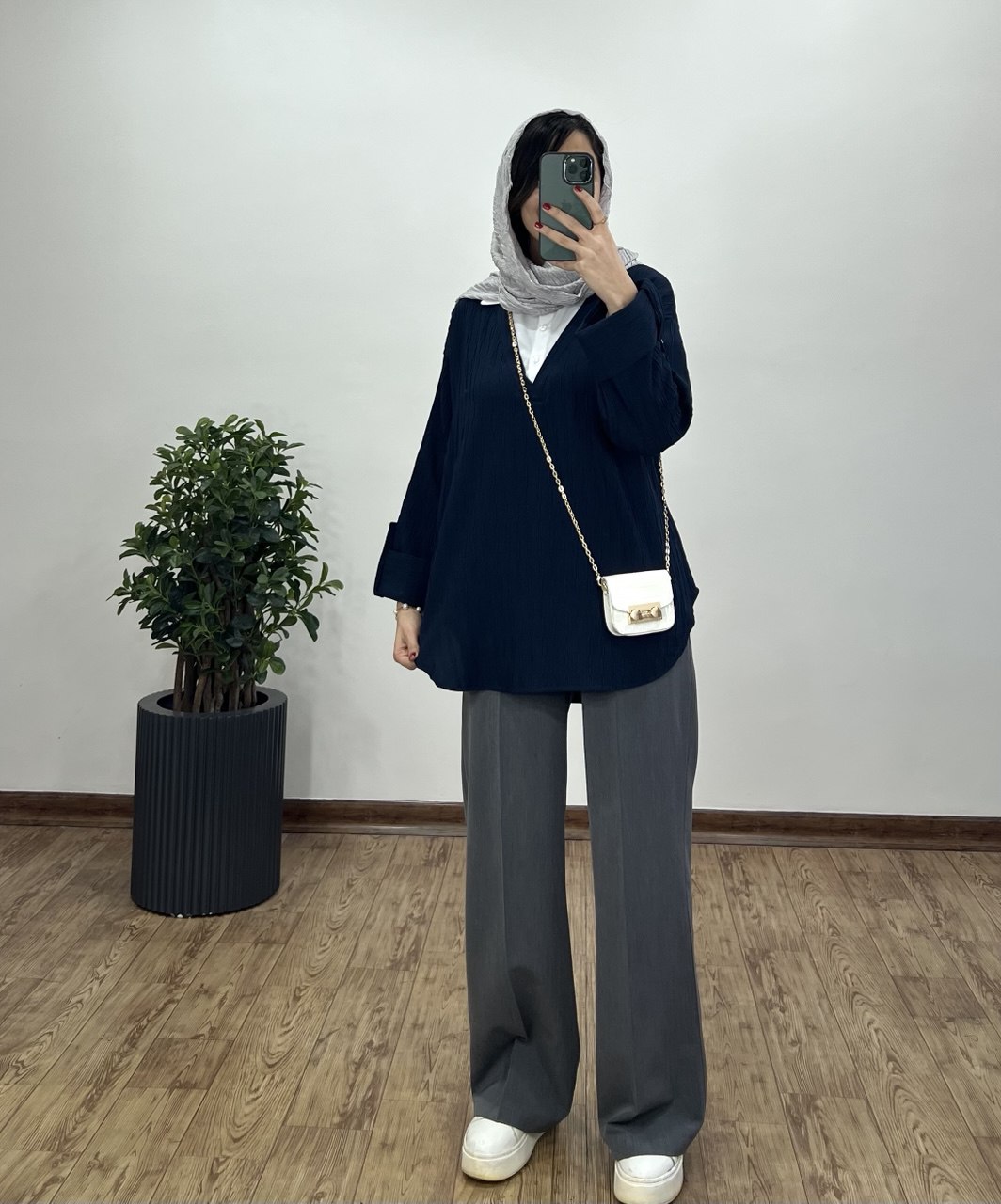 تونیک مانتویی یقه دار مرجان کد 2216